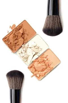 Basic make-up products. Foundation and powder Stock Photos
