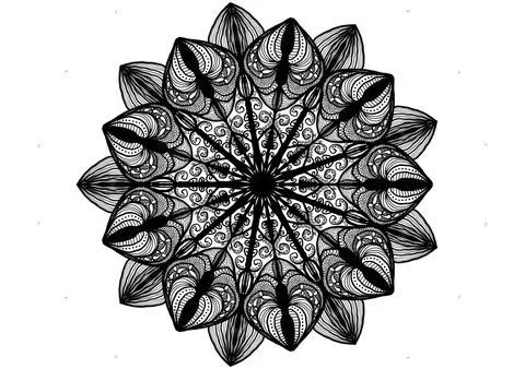 Basic mandala with black line,easy zentangle from geometric shape. Stock-Illustration