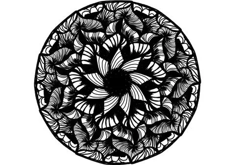 Basic Mandala circle with black line,doodle art design. Stock Illustration