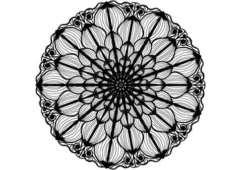 Basic Mandala practice with black line  on white background,mental health. Stock Illustration