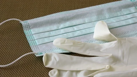 Basic material for prevention against the virus. Face mask. Video stock 123967184