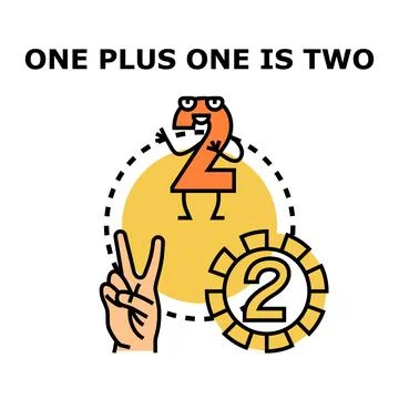Basic math concept showing one plus one is two Stock Illustration