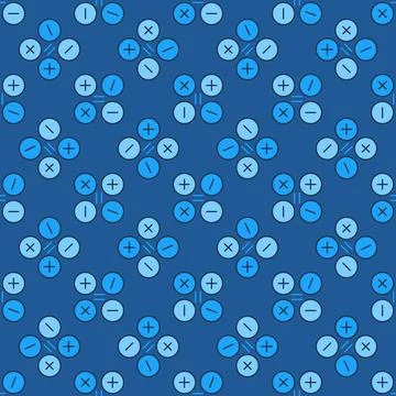 Basic Math Symbols vector Mathematics colored seamless pattern Stock Illustration
