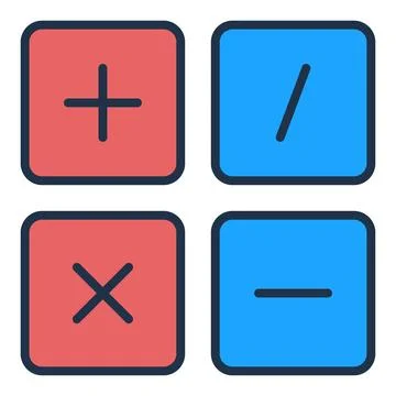 Basic Math Symbols vector Mathematics concept colored icon Illustrazione stock
