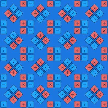 Basic Math Symbols vector Mathematics colored seamless pattern Stock Illustration