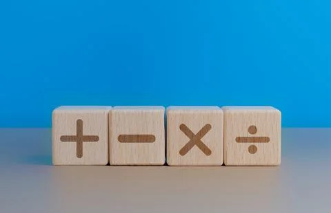 Basic mathematical operation symbols addition, subtraction, multiplication .. Stock Photos