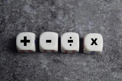 Basic mathematical operation symbols. Plus, minus, multiply and divide Stock Photos