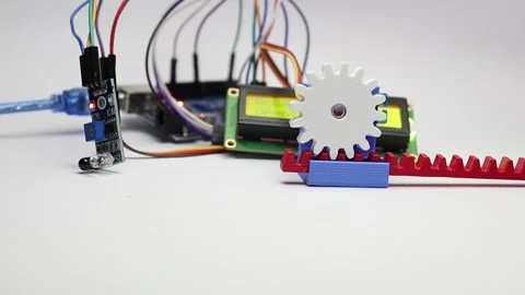 Basic mechanisms rack and pinion demonstrated using 3d printed parts Video stock 334123314