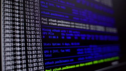 Basic mining interface, Hive OS base on Linux operating system Stock Footage 170670051