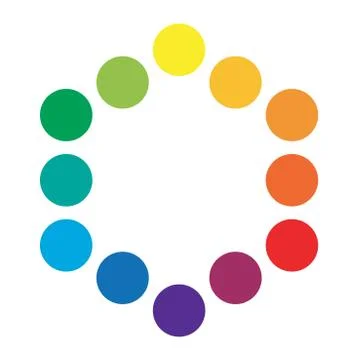 Basic Multicolor Polychrome Spectral Versicolor Rainbow Colors of 12 Rings. Stock Illustration