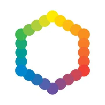 Basic Multicolor Polychrome Spectral Versicolor Rainbow Colors of 24 Rings. Stock Illustration