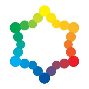 Basic Multicolor Polychrome Spectral Versicolor Rainbow Colors of 24 Rings. Stock Illustration