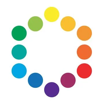 Basic Multicolor Polychrome Spectral Versicolor Rainbow Colors of 12 Rings... 스톡 사진