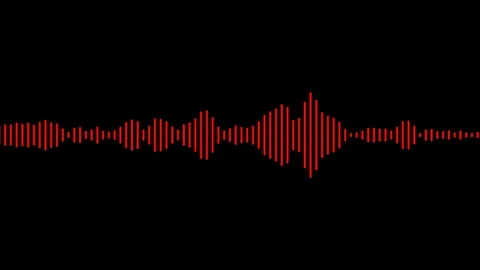 Basic music visualizer isolated black screen red sound element vibrating pattern Stock Footage 286850047