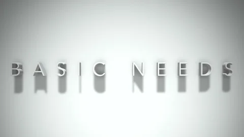 Basic Needs 3D title animation with shadows on a white background Stock Footage 296615644