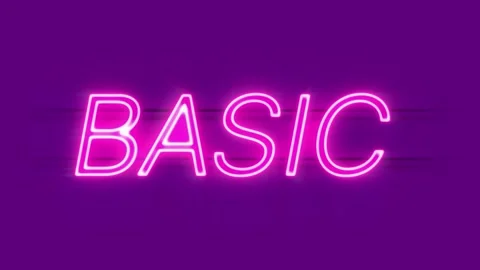 Basic neon sign appear on violet background. Stock Footage 144387468