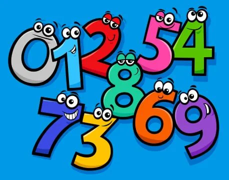 Basic numbers cartoon characters group Illustrazione stock