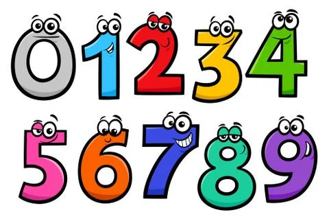 Basic numbers cartoon characters set イラスト素材