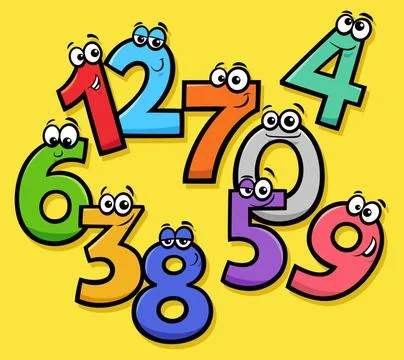 Basic numbers cartoon funny characters group Educational Cartoon Illustrat... Stock Photos