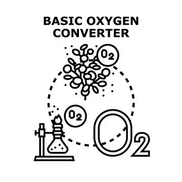 Basic oxygen converter process with chemical reaction Illustrazione stock