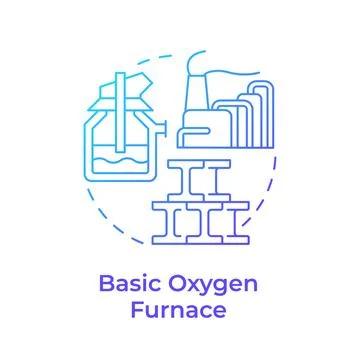 Basic oxygen furnace blue gradient concept icon Stock Illustration