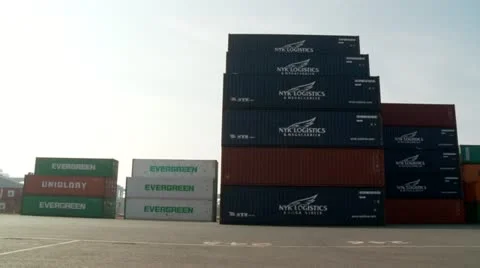 Basic pan container port empty Stock Footage 10878417