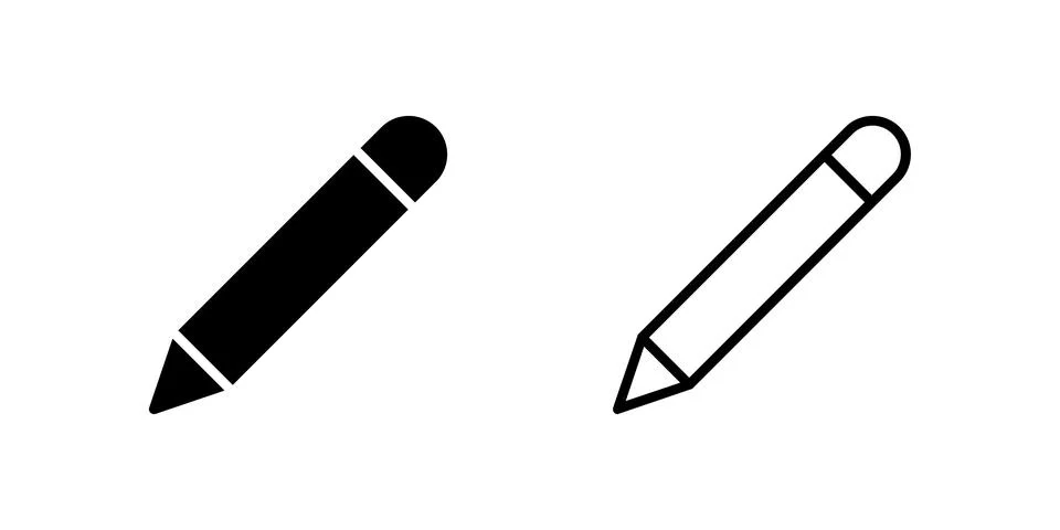 Basic pencil icon set great for drawing, writing, and sketching apps Stock Illustration