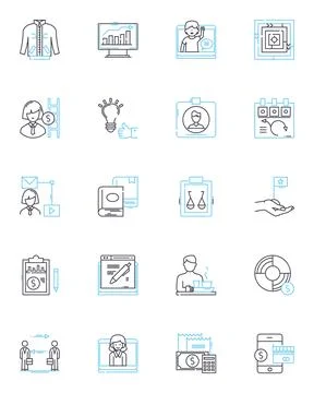 Basic principle linear icons set. Fundamentals, Basics, Essence, Core Stock Illustration