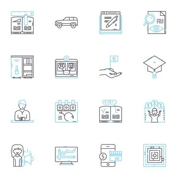 Basic principle linear icons set. Fundamentals, Basics, Essence, Core Stock Illustration