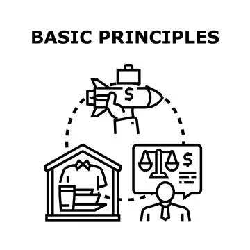 Basic principles of wealth, investment, and justice Stock Illustration