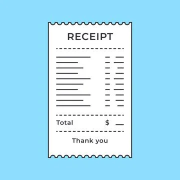 Basic Printed Receipt with Thank You Message Illustrazione stock