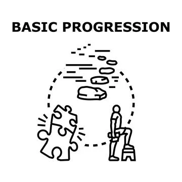Basic progression development gaining workout strength concept Stock Illustration