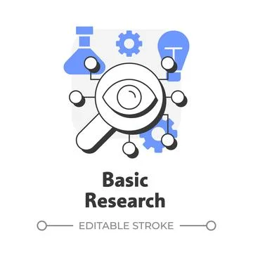 Basic research flat outline concept icon Stock Illustration