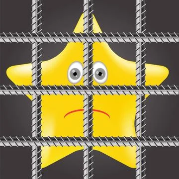 Basic RGB Single Yellow Star is Behind Prison Bars Copyright: xZoonar.com/... Stock Photos