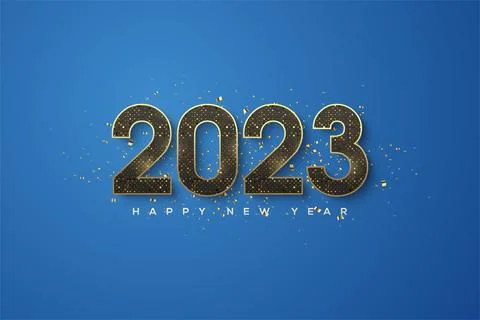 Basic RGBnew year 2023 with glitter black numbers Stock Illustration