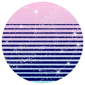 Basic RGBRound with stripes starry sky with constellations background Illustrazione stock