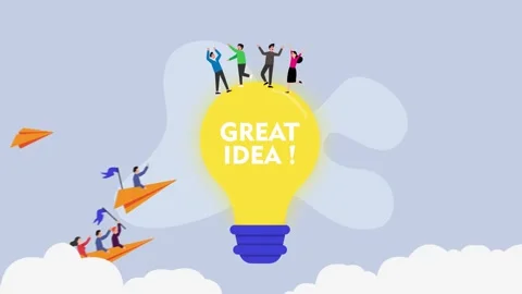 Basic RGBusiness people with big light bulb great Idea cartoon animation Stock Footage 282190455