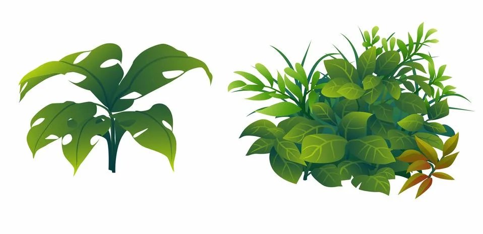 Basic RGBVector bushes for cartoon background images. Stock Illustration