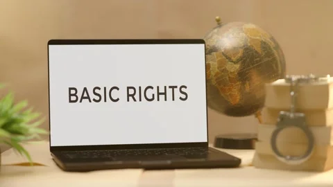 BASIC RIGHTS DISPLAYED IN LEGAL LAPTOP SCREEN Video stock 308097331