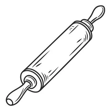 Basic Rolling Pin Line Icon - Versatile Baking Vector Element Stock Illustration