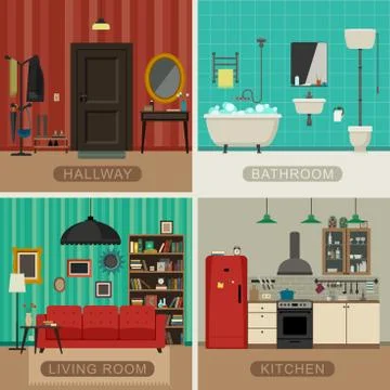 Basic rooms of apartment Stock Illustration