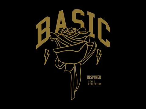 Basic rose, design t-shirt streetwear clothing, vector typography, perfect .. Stock Illustration