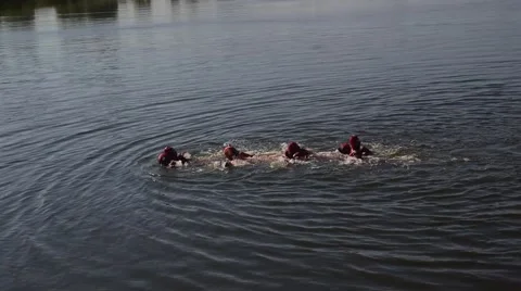 Basic safety training with Survival suits Stock Footage 54651462