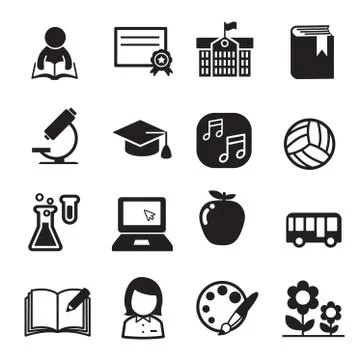 Basic School icon set Illustrazione stock