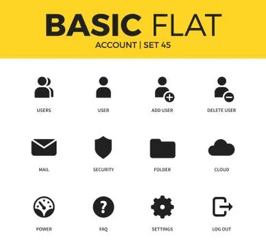 Basic set of Account icons 스톡 일러스트