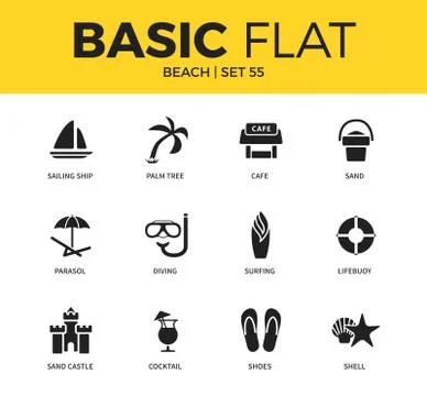 Basic set of beach icons Stock-Illustration