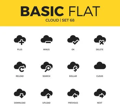 Basic set of cloud icons Illustrazione stock