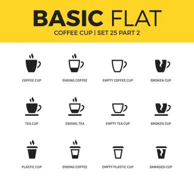 Basic set of coffee icons 스톡 일러스트