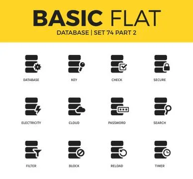 Basic set of Database icons Stock Illustration