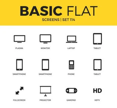 Basic set of Device screen icons 스톡 일러스트